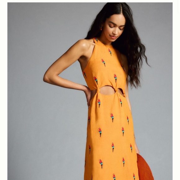 - Anthropologie farm rio parrot halter dress size xl - Picture 2 of 9